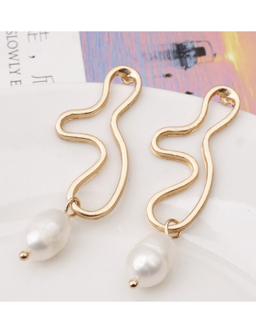 Fashion 6# Alloy Pearl Geometric Stud Earrings