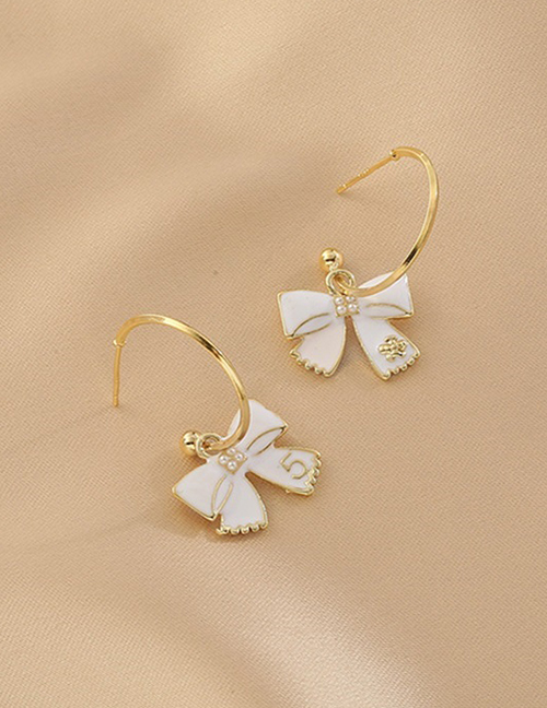 Fashion Gold Alloy Bow Earrings