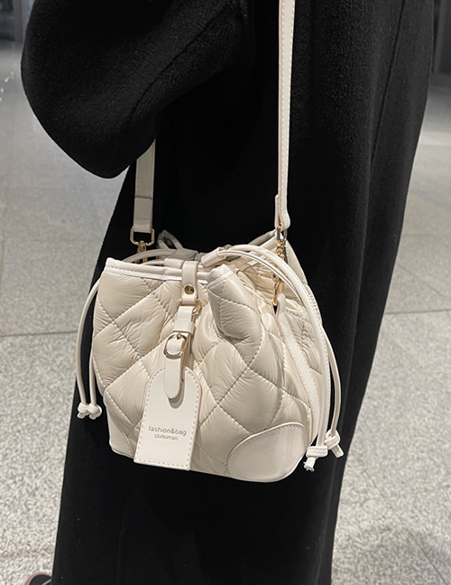 Fashion Off White Pu Large Capacity Rhombus Crossbody Bag