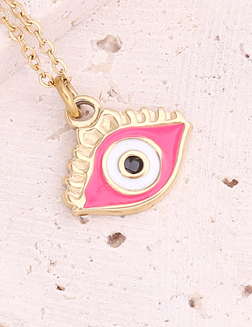 Fashion 2# Rose Red Stainless Steel Dripping Eyes Necklace