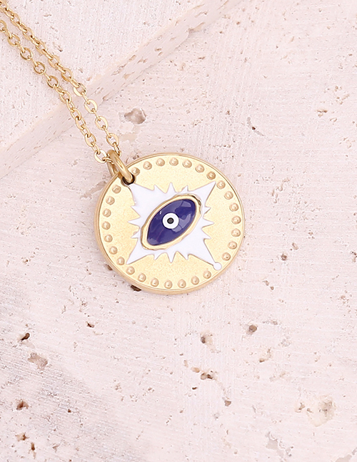 Fashion 3# Royal Blue Stainless Steel Dripping Eyes Necklace