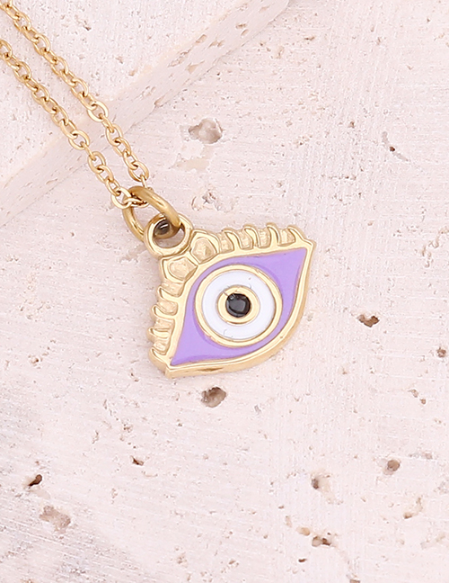 Fashion 9#purple Stainless Steel Dripping Eyes Necklace