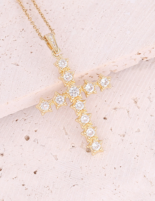 Fashion 8#white Copper Inlaid Zirconium Cross Necklace