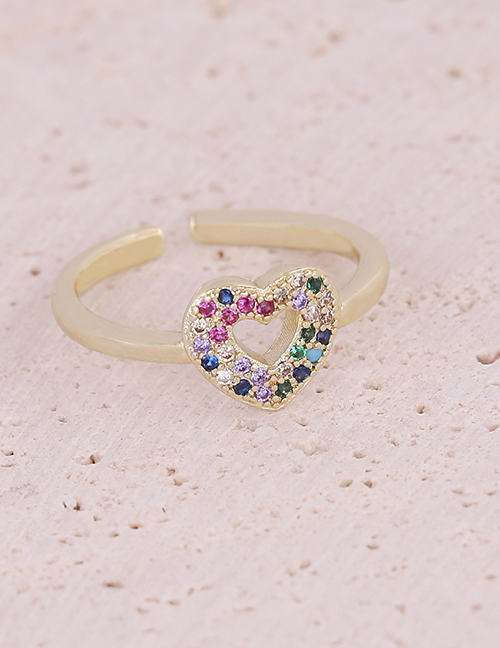 Fashion 3# Copper Inlaid Zirconium Love Eye Geometric Ring