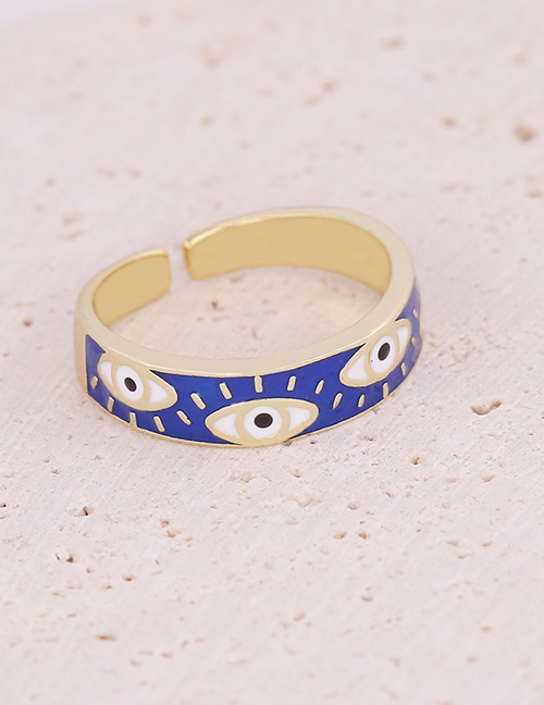 Fashion 4# Copper Inlaid Zirconium Love Eye Geometric Ring