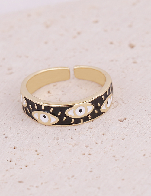 Fashion 4# Copper Inlaid Zirconium Eye Love Geometric Ring