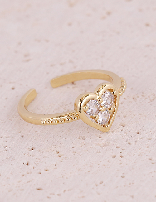 Fashion 5# Copper Inlaid Zirconium Eye Love Geometric Ring