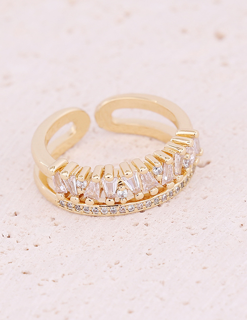 Fashion 7# Copper Inlaid Zirconium Eye Geometric Ring