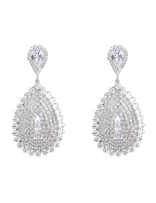 Fashion Silver Alloy Diamond Drop Earrings