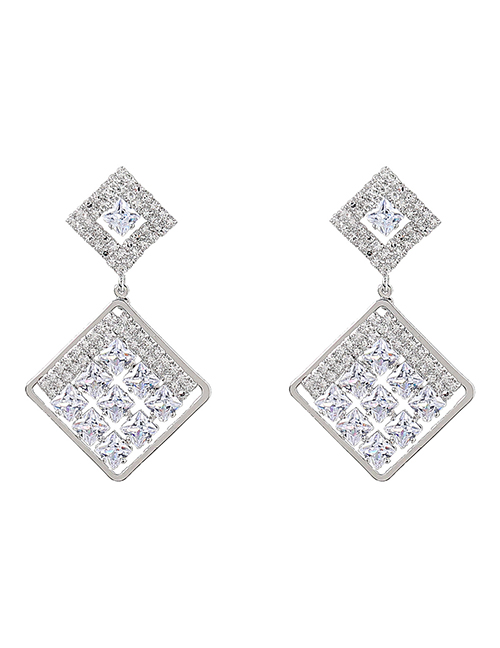 Fashion Silver Alloy Diamond Earrings