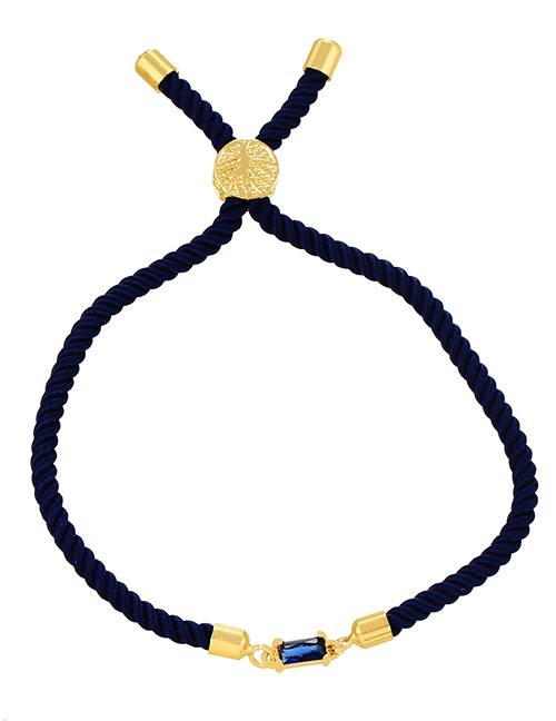 Fashion Navy Blue Copper Inlaid Zirconium Square Braided Bracelet