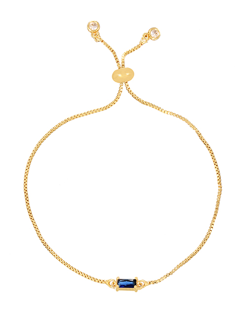 Fashion Gold+dark Blue Copper Inlaid Zirconium Square Chain Bracelet