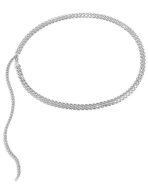 Fashion White K Metal Braided Watch Belt Waist Chain