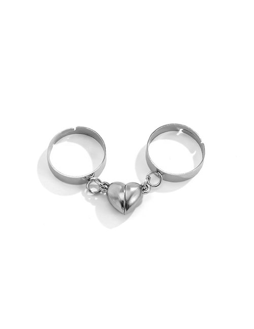Fashion White K Metal Love Plain Ring Open Ring