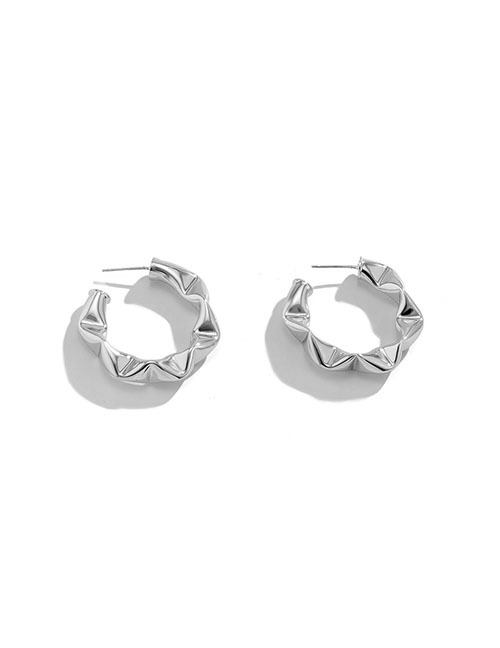 Fashion White K Metal Geometric Twisted C-shaped Earrings