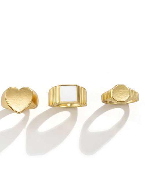 Fashion Gold Alloy Dripping Geometric Love Ring Set