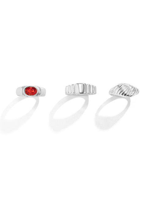 Fashion White K Alloy Diamond Geometric Ring Set