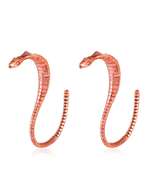 Fashion Ancient Red Copper Metal Snake Earrings