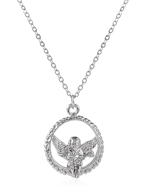Fashion Ancient Silver Alloy Angel Wing Necklace Garland Necklace