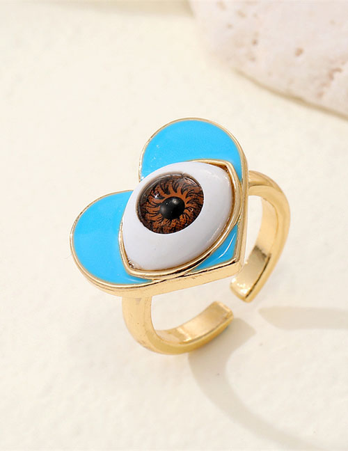 Fashion Blue Heart Eyes Alloy Love Eye Ring
