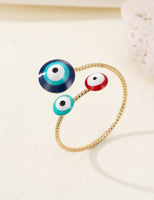 Fashion Color Three Eyes Ring Alloy Three-dimensional Eye Ring