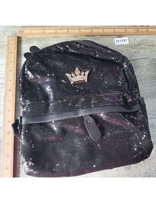 Fashion Black Pu Sequin Backpack