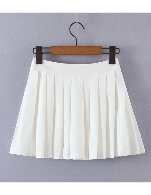 Fashion White Anti-glare Pleated Skirt Pants