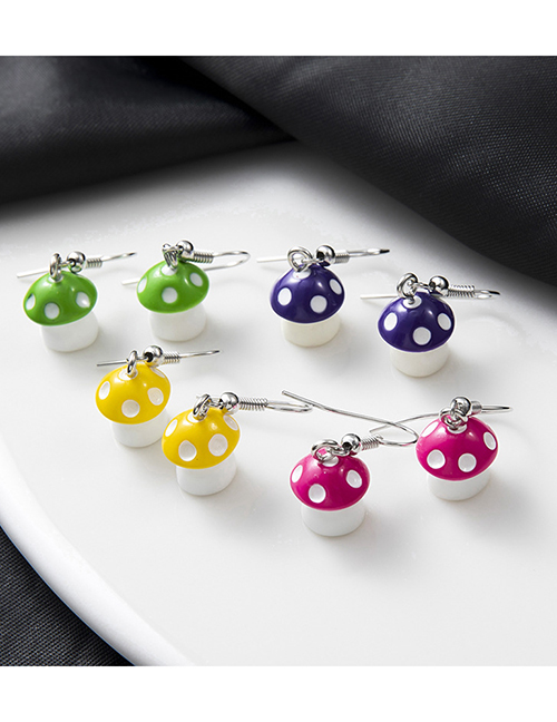 Fashion Color Resin Three-dimensional Mushroom Earrings