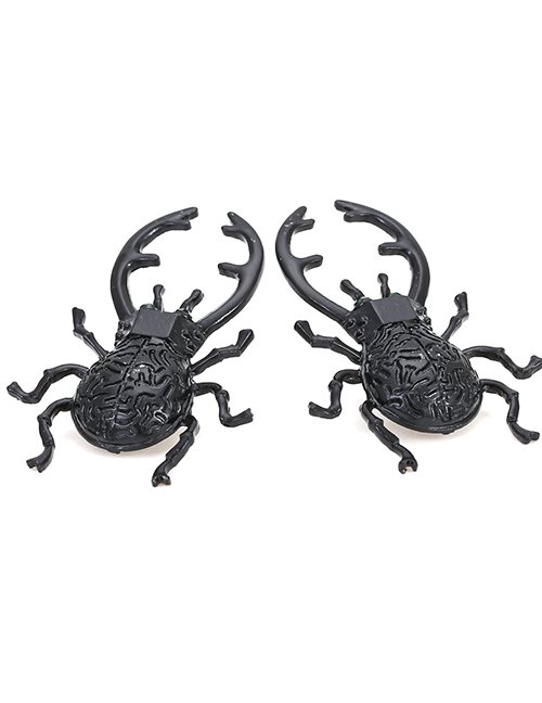 Fashion Black Alloy Paint Beetle Ear Studs