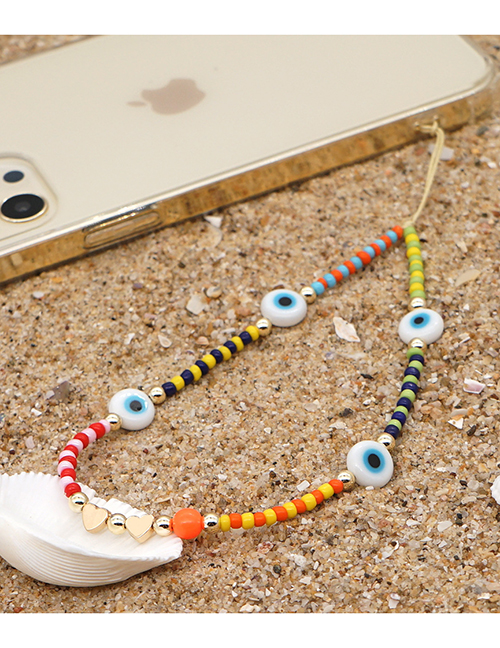 Fashion Color Color Rice Beads Beaded Round Eyes Mobile Phone Strap