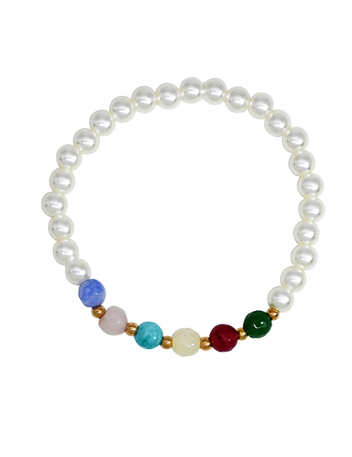 Fashion White Pearl Beaded Geometric Bracelet