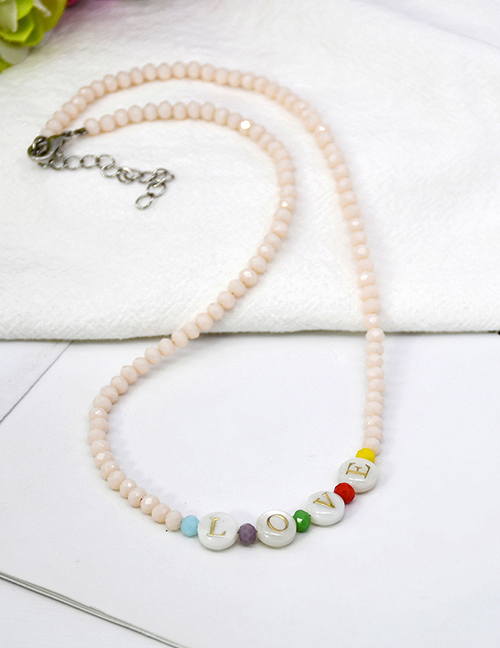 Fashion Beige Letter Beads Round Beads Beaded Necklace