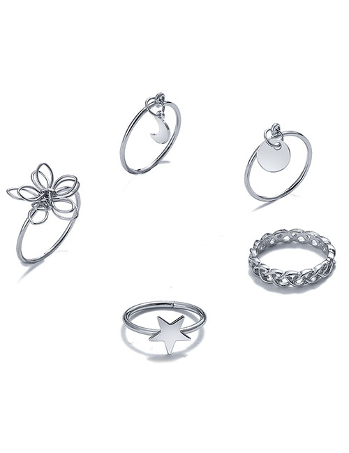 Fashion 5497202 Alloy Flower Star And Moon Ring Set