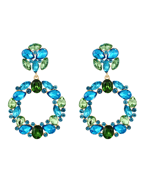 Fashion Blue Alloy Diamond Irregular Stud Earrings