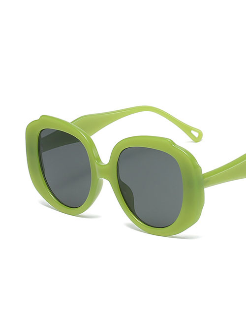 Fashion Green Round Big Frame Sunglasses