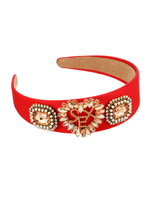 Fashion Red Fabric Diamond-encrusted Love Letter Headband