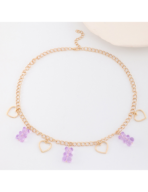 Fashion Purple-necklace Resin Smiley Metal Heart Necklace