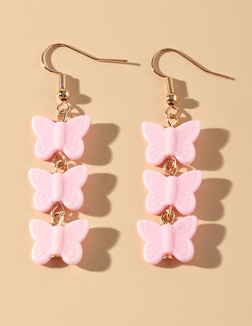 Fashion Light Pink Acrylic Butterfly Earrings