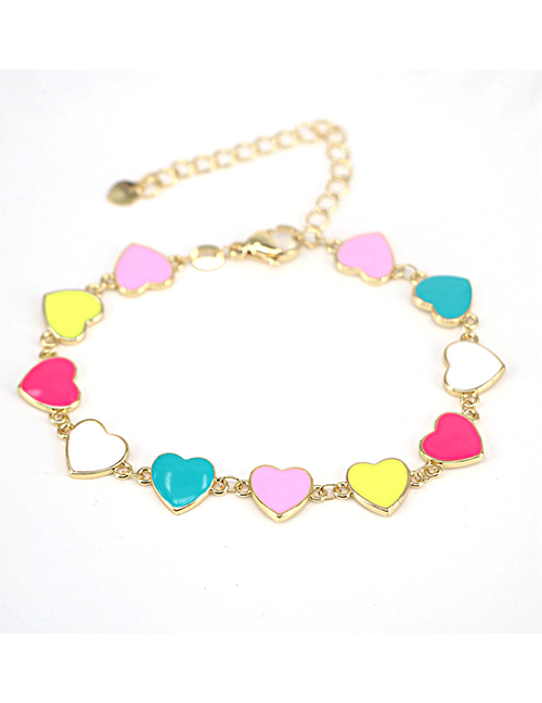 Fashion Heart-shaped Copper Drop Oil Love Bracelet