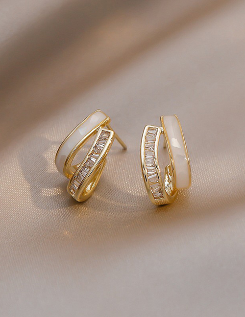 Fashion Gold Color Alloy Diamond Geometric Irregular Earrings