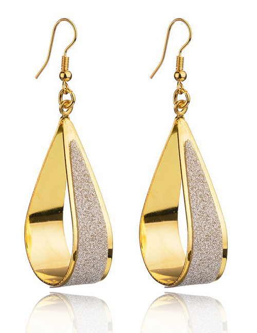 Fashion Gold Color Alloy Frosted Drop Earrings
