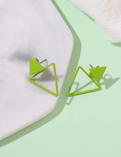 Fashion Green Alloy Geometric Hollow Triangle Earrings
