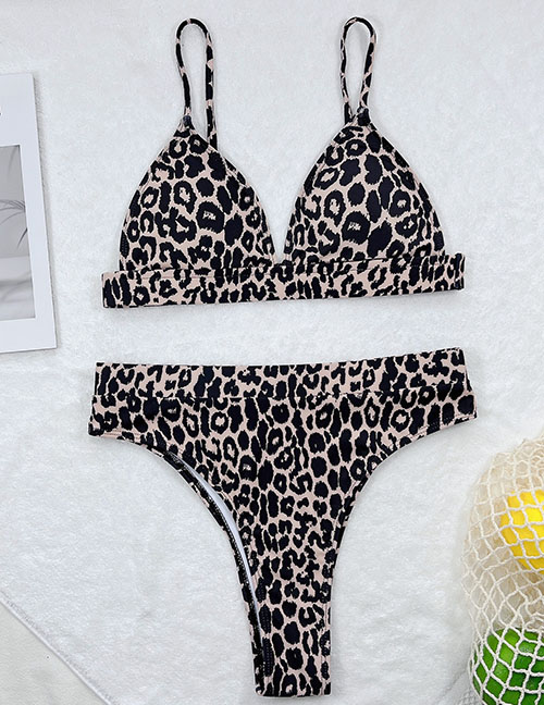 Fashion Leopard Nylon Leopard Print Split Swimsuit