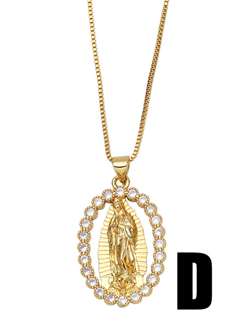 Fashion D Bronze And Zirconium Virgin Mary Necklace