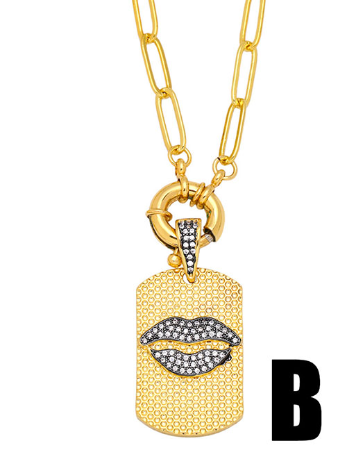 Fashion B Copper Diamond Lip Pendant Necklace