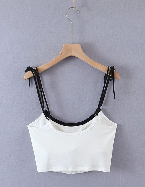 Fashion White Cotton Lace-up Sling Top