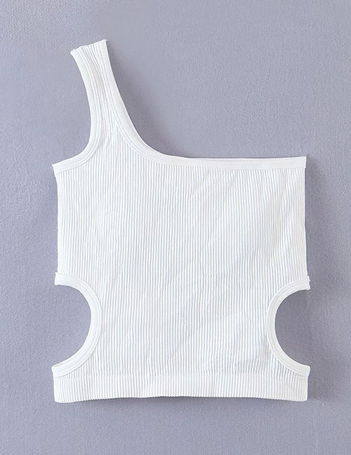 Fashion White Threaded Cotton Halter Vest