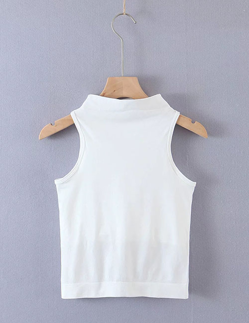 Fashion White Cotton Sleeveless Vest