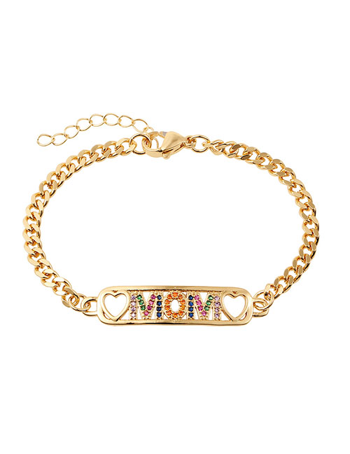 Fashion Gold Letter Bracelet With Copper And Diamonds