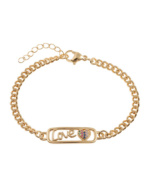 Fashion Gold Copper And Diamond Letter Love Bracelet